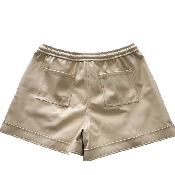 Jonathan Simkhai Noah Vanilla Cream Leather High Rise Vegan Leather Shorts L - Picture 7 of 9